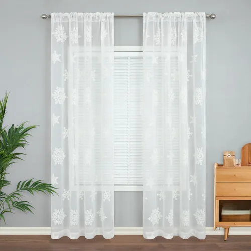 Miniatura 13 de VOGOL - Cortinas con ojales bordadas con patrón floral elegante de lino sintético, 2 paneles, 60% opacas con aislamiento térmico, cortinas pesadas