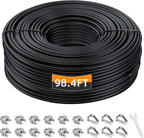 LFJ Cable de repuesto para máquina de poleas, cable de acero resistente de 32.8/65.6/98.4 pies para sistema de polea de elevación de peso, cable de