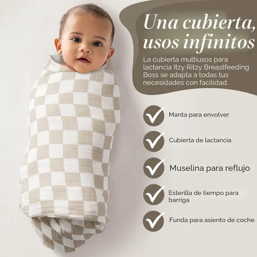 Miniatura 3 de Itzy Ritzy Cobertor Multiusos Boss de Lactancia – Una Cubierta de Lactancia, Manta para Envolver, Cobertura para Asiento de Auto, Tapete para Tiempo