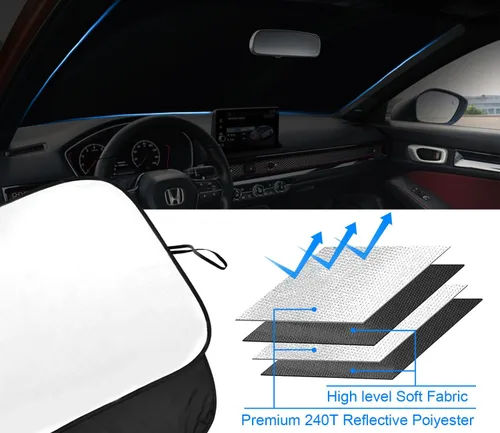 Miniatura 5 de Parasol para parabrisas delantero mejorado 2025 para Honda Civic 2022-2024, reflector, plegable, parasol para parabrisas de automóvil, parasol