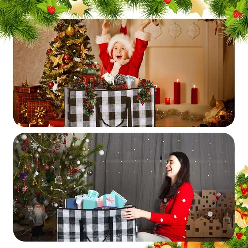 Miniatura 5 de 6 bolsas de almacenamiento de Navidad extra grandes, 27 x 20 pulgadas, organizador de alta resistencia, bolsa de almacenamiento de Navidad de gran