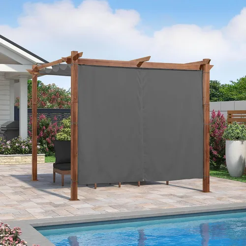 Miniatura 35 de PURPLE LEAF Pérgola retráctil para exteriores de 10 x 10 pies con toldo, refugio de metal para patio, jardín, pabellón, marco de grano de madera