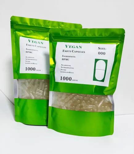 Cápsulas vacías tamaño vegetariano 00 1000 cápsulas veganas transparentes separadas Halal rellenables tapas vegetales para hacer tus propios
