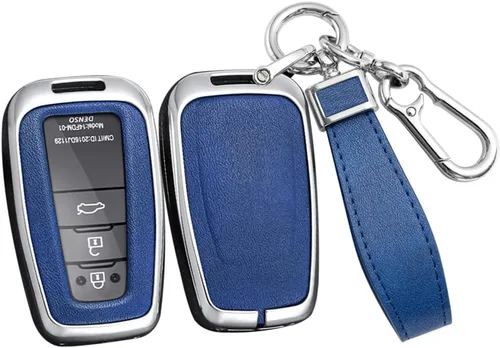 Miniatura 10 de ontto Funda para llave de coche con llavero de cuero y metal compatible con Toyota Camry CH-R CHR Prius RAV4 86 Corolla Yaris Land Cruiser llavero