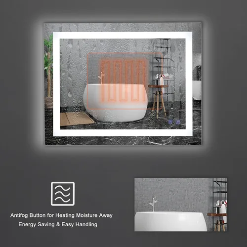 Miniatura 5 de Bonnlo Espejo de baño LED antiempañador de 32 "24" con luces táctiles/regulables
