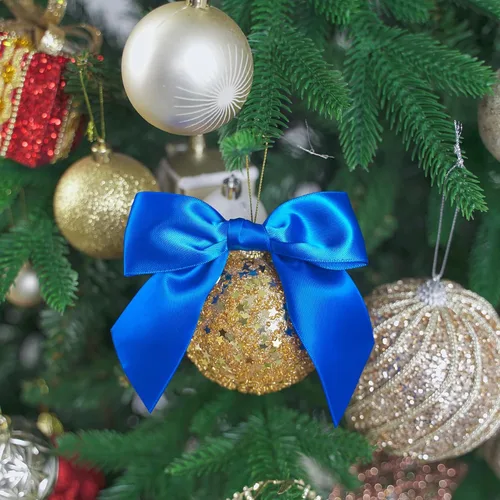 Miniatura 4 de AIMUDI Lazos de Satén Azul Real con Nudo Giratorio para Bolsas de Golosinas 4.5" Lazos Azules Pre-Atados para Envolver Regalos Lazos de Cinta Azul