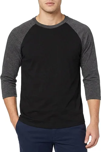 Miniatura 37 de Camiseta de béisbol raglán para hombre, de algodón, dos tonos, casual, atlética