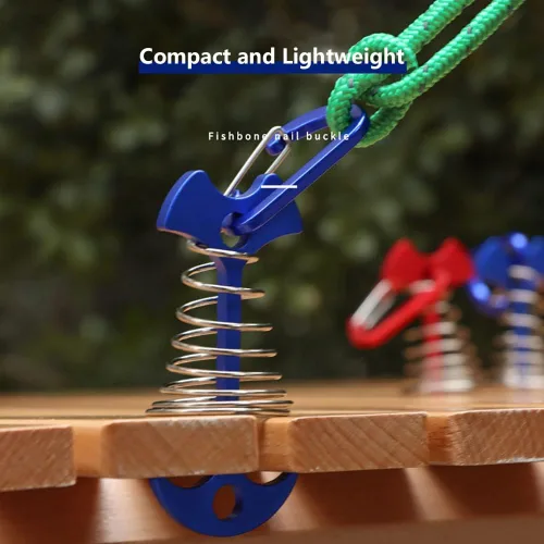 Miniatura 3 de Fishbone - Estacas de anclaje para cubierta con mosquetones, estacas de aluminio para tienda de campaña con hebilla de resorte, resistente al viento
