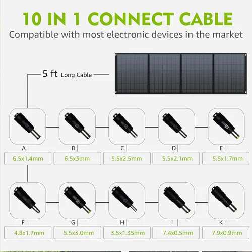 Miniatura 4 de Panel Solar de 40W EnginStar Panel Solar Plegable de 40 Vatios para Estación de Energía Portátil con Puerto USB QC3.0 para Teléfono Laptop Salida DC