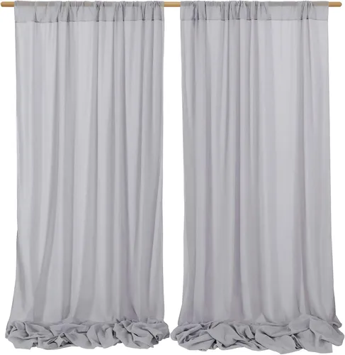 Miniatura 9 de Telón de fondo de gasa rosa de 10 x 8 pies, cortinas de telón de fondo transparentes para arco al aire libre, decoración de fiestas, 2 paneles de 5