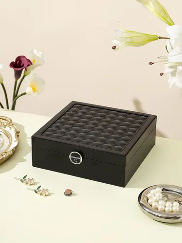 Miniatura 2 de AOSIFIEL Joyero con cerradura para organizador de joyas de viaje con espejo para mujeres, adolescentes y niños, estuche de joyería de escritorio