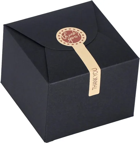 WEWILUCK Cajas Negras Pequeñas para Regalos, 10 PCS Caja de Regalo con Calcomanías para Acción de Gracias, Aniversarios, Fiestas, Cumpleaños,