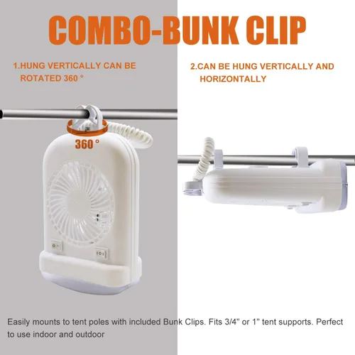 Miniatura 4 de Facon Combo de luz de ventilador de 12 V CC para caravana emergente, interruptor independiente, cable extensible de 2 velocidades con enchufe macho