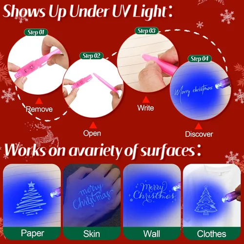 Miniatura 3 de EODVICS Bolígrafo de tinta invisible, bolígrafo de tinta invisible espía mejorado con marcador mágico de luz UV para mensajes secretos y bolsas