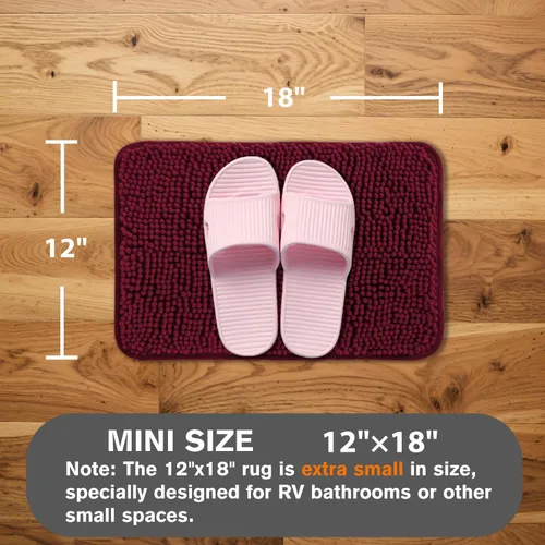Miniatura 503 de Alfombra de baño pequeña de 12 x 18 pulgadas, lavable y absorbente, antideslizante, alfombra de baño de felpilla gruesa y suave para baño, ducha