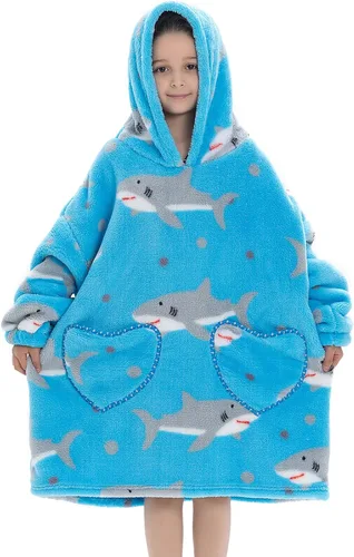 Century Star - Manta con capucha portátil para niños, bebés, sudadera de gran tamaño, sudadera de forro polar bonita, manta Sherpa para niñas y niños