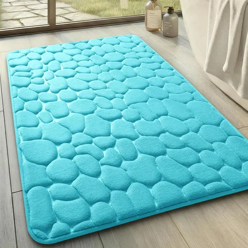Miniatura 14 de YIHOUSE - Alfombra de espuma viscoelástica para pasillo, alfombras de baño con patrón de adoquín, superabsorbentes, alfombras de baño lavables a