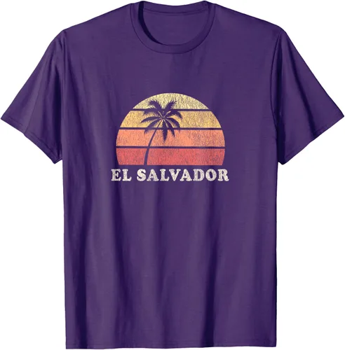Miniatura 63 de El Salvador Vintage 70s Retro Throwback Design Camiseta, Azul