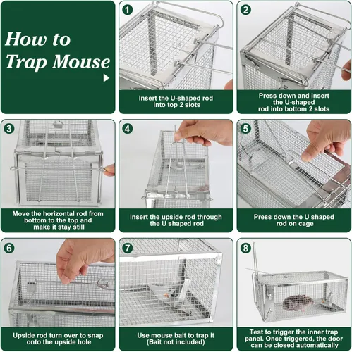 Miniatura 7 de Trampa humana para ratas, 10.75 x 5.43 x 4.41 pulgadas, trampas de metal para ratones y otros animales vivos pequeños, fácil de atrapar y liberar