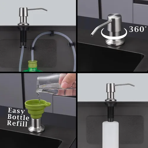 Miniatura 4 de Styever Dispensador de Jabón para Fregadero de Cocina con Bomba - Botella de 16 oz Integrada en Encimera Dispensador de Jabón para Platos con Acero
