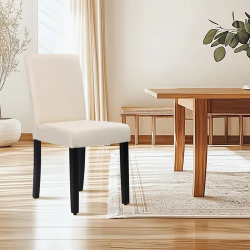 Miniatura 8 de Sillas de comedor de estilo urbano, de piel y con patas de madera maciza, 76.2 cm, 4