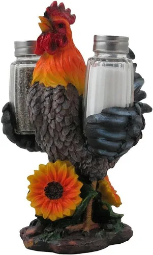 Juego de salero y pimentero decorativo con figura de soporte para decoración de cocina rústica de campo, esculturas y coleccionables como regalo