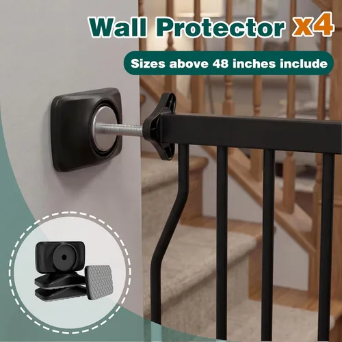 Miniatura 7 de Puerta para bebé extra ancha con puerta, 52.76 ~ 62.2 pulgadas de ancho, montada a presión, sin taladro, puerta de metal con cierre automático