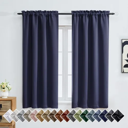 Miniatura 18 de OVZME Cortinas opacas turquesa para tratamiento de ventanas pequeñas, cortinas cortas con bloqueo de luz para ventana de cocina sobre el fregadero