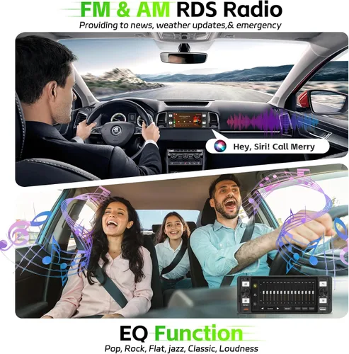 Miniatura 6 de Estéreo de radio DIN único para automóvil con Apple Carplay inalámbrico y Android Auto, pantalla táctil IPS de 5.7 pulgadas estéreo para automóvil