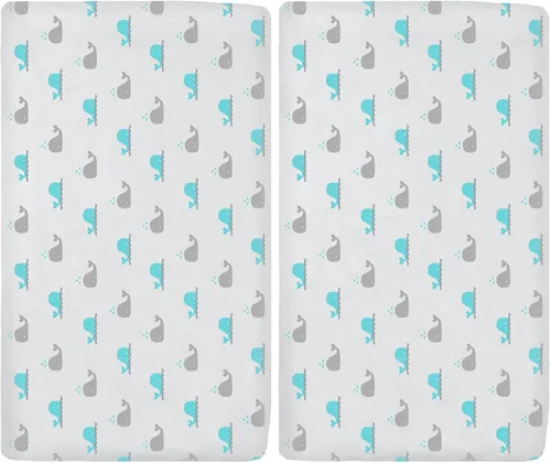 Miniatura 9 de TL Care Sábana bajera ajustable de punto de jersey de algodón transpirable 100% natural, estrellas y lunas grises, 15 x 33 pulgadas, suave