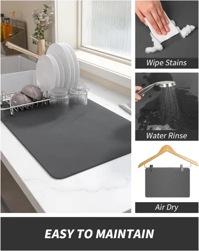 Miniatura 4 de AMOAMI Tapete de café absorbente con parte trasera de goma para secar platos para encimera de cocina, accesorios de bar para debajo de la cafetera