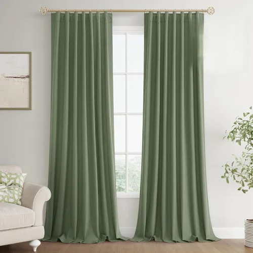 Miniatura 52 de Joywell 2 cortinas opacas 100%, lino, beige natural, trabillas traseras/cinta con ganchos, aislantes, de dormitorio, comedor, sala, puerta corrediza
