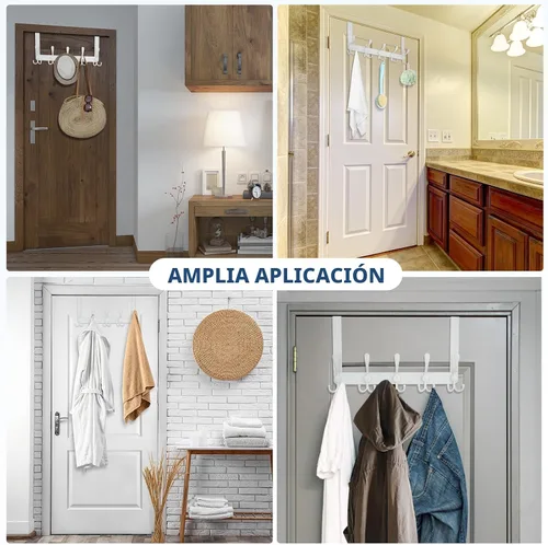 Miniatura 6 de TICONN - Perchero metálico resistente con 5 ganchos para colgar en puertas, ganchos para baños, habitaciones y dormitorios