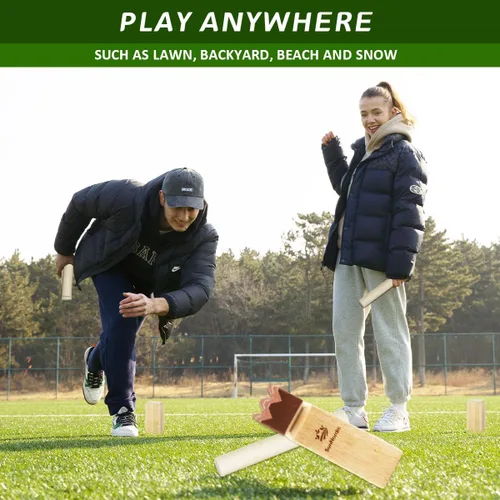 Miniatura 7 de SunNordic Kubb Set de Juego de Patio, Juego de Lanzamiento de Madera de Caucho para Jardín al Aire Libre con Bolsa de Transporte de Lona, Juego