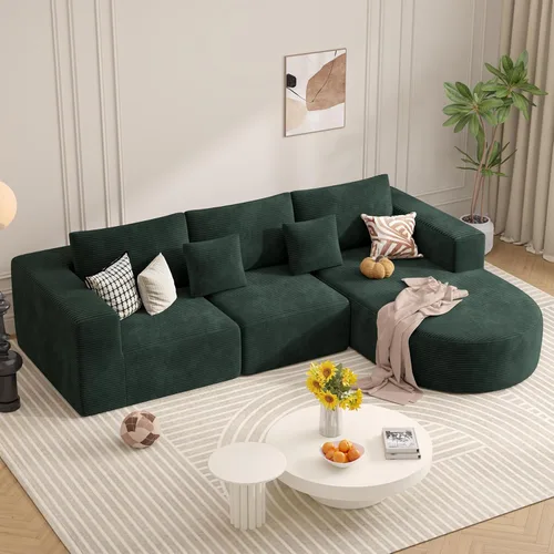 Miniatura 13 de Sofá modular con diván en forma de L, sofá cama moderno seccional Cloud con asiento profundo, sofás de compresión de esponja, no requiere montaje