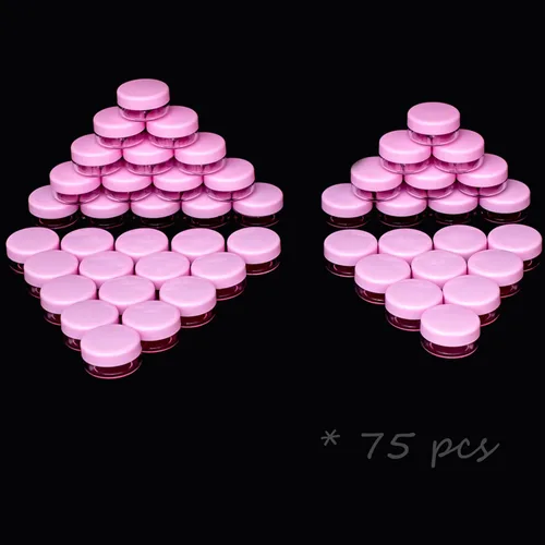Miniatura 34 de Envases de muestra de 3 gramos con tapas, 75 paquetes de tarros de muestra diminutos con etiquetas, envases cosméticos de plástico mini para Tapa