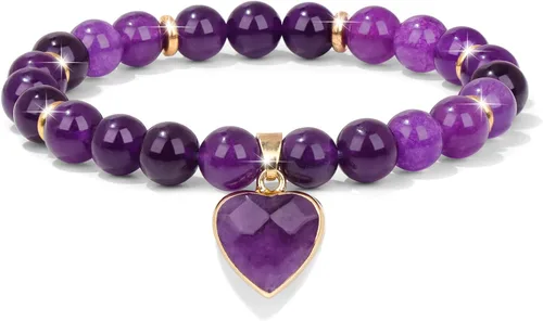 GolbalJew Pulsera curativa para mujer, pulseras de cuentas de ansiedad, joyería de piedra curativa, pulsera de cristal para aliviar el estrés,