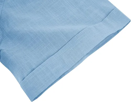 Miniatura 4 de Camisa de lino de manga corta para hombre, con botones, cuello extendido, para vacaciones, playa