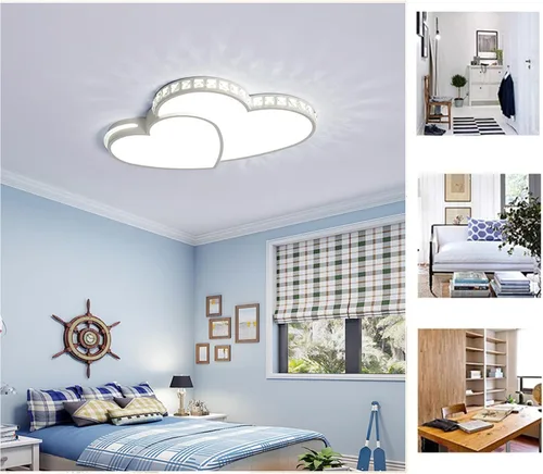 Miniatura 4 de Gdrasuya10 Lámpara de techo LED de cristal en forma de corazón, moderna lámpara de techo de montaje empotrado de cristal romántica para sala