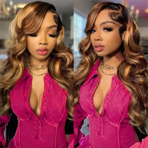 Miniatura 11 de Lemoda FB/27 Balayage - Pelucas de cabello humano con encaje frontal de 13 x 6 pulgadas, color degradado, ondulado, HD, transparente, encaje