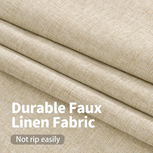 Miniatura 5 de YoungsTex - Cortinas de lino beige 100% opacas para dormitorio de 63 pulgadas de largo, cortinas cortas con aislamiento térmico y ojales