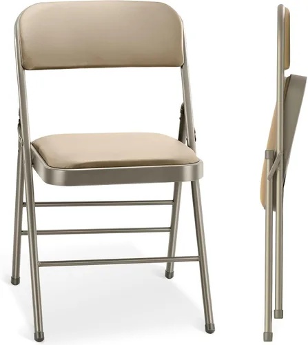 cyclone sound Paquete de 2 sillas plegables con cojín y respaldo acolchados de poliuretano, sillas de metal de grado comercial con cómodo cojín de
