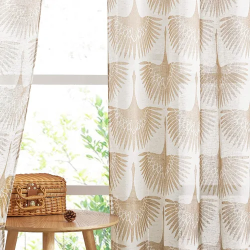 Miniatura 18 de KGORGE Cortinas traslúcidas con patrón geométrico, cortinas de lino natural, juego de ventanas suaves, lavables con filtro de luz para dormitorio