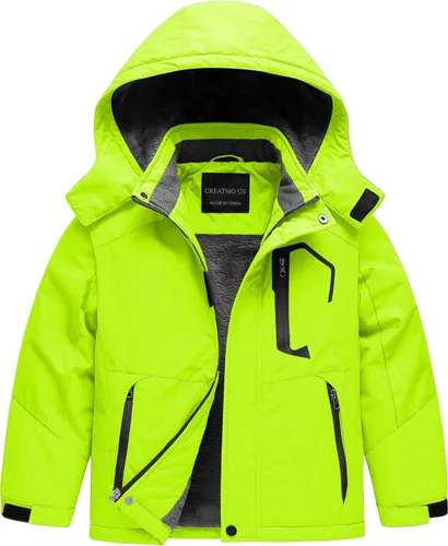 Miniatura 17 de CREATMO US Chaqueta de esquí impermeable para niño, abrigo de nieve cálido para invierno, resistente al viento, chaqueta de lluvia para snowboard