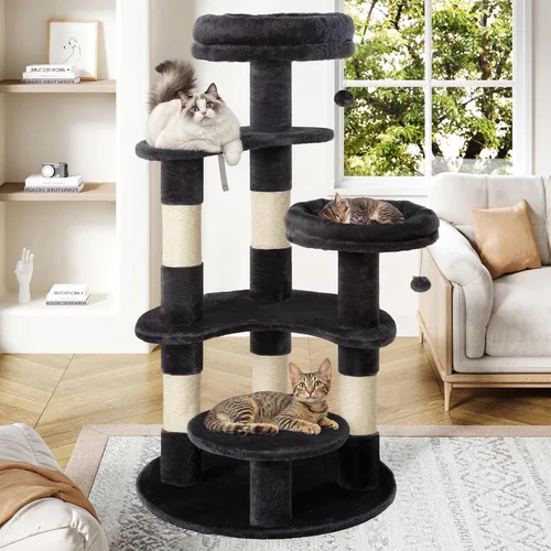 Miniatura 11 de Allewie - Árbol para gatos de 55.5 pulgadas para gatitos de interior/Perchas de felpa suave/Torre para gatos de varios niveles/Postes de sisal