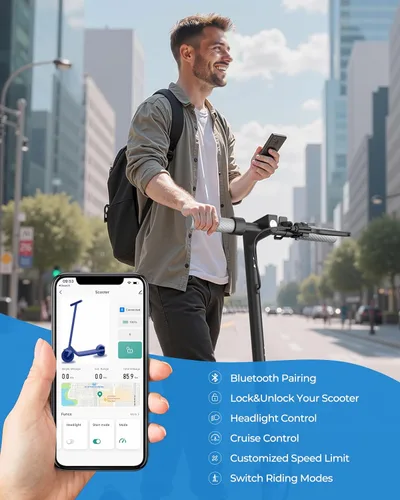 Miniatura 6 de Joyhis Electric Scooter for Adults - 19/22MPH & 15/22Mile Range, 8.5"/10" Solid Tires Folding Commuter E-Scooter with Dual Suspension, App Control &