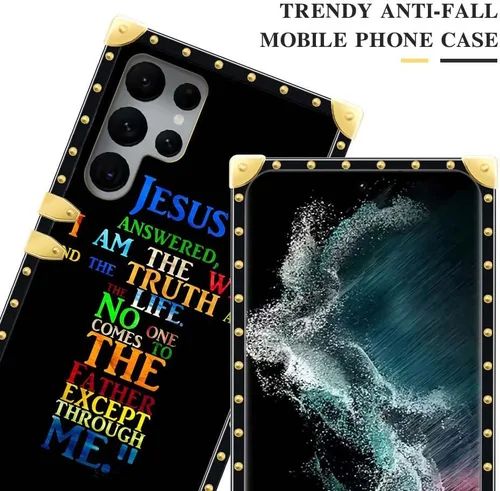 Miniatura 2 de Funda compatible con Samsung Galaxy S22 Ultra, funda protectora de TPU suave a prueba de golpes, con diseño de cruz de Jesús de la Biblia de Cristo