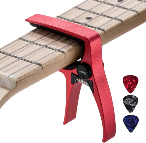 Miniatura 7 de Cejilla de ukelele para guitarra de 4 cuerdas y mandolina, cejilla profesional para ukelele de tamaño mini (Negro)