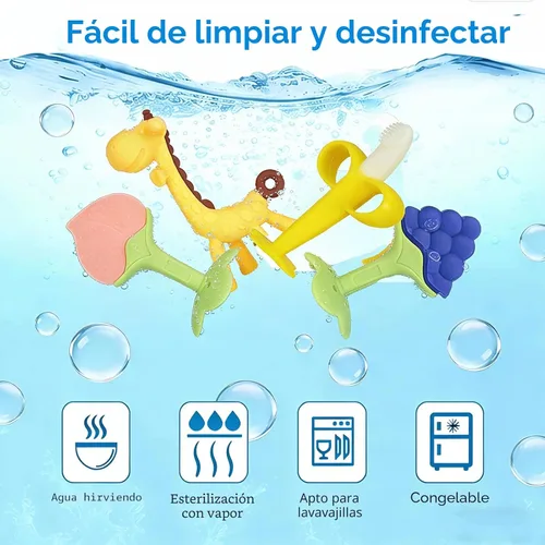 Miniatura 4 de HAILI XMGQ Juguetes de dentición para bebés de 3-6 meses, mordedor de silicona para bebés sin BPA para congelador, alivio de la dentición de bebés