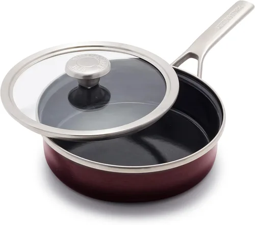 Miniatura 21 de Merten & Storck Utensilios de cocina esmaltados con núcleo de acero hecho a mano europea, sartén de 3 cuartos de galón con tapa, inducción, sin PFAS